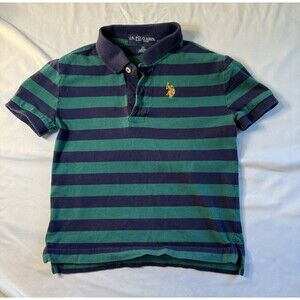 U.S. Polo Assn Boys Size XS(4-5) Polo, Green/blue, Missing Button, 98826